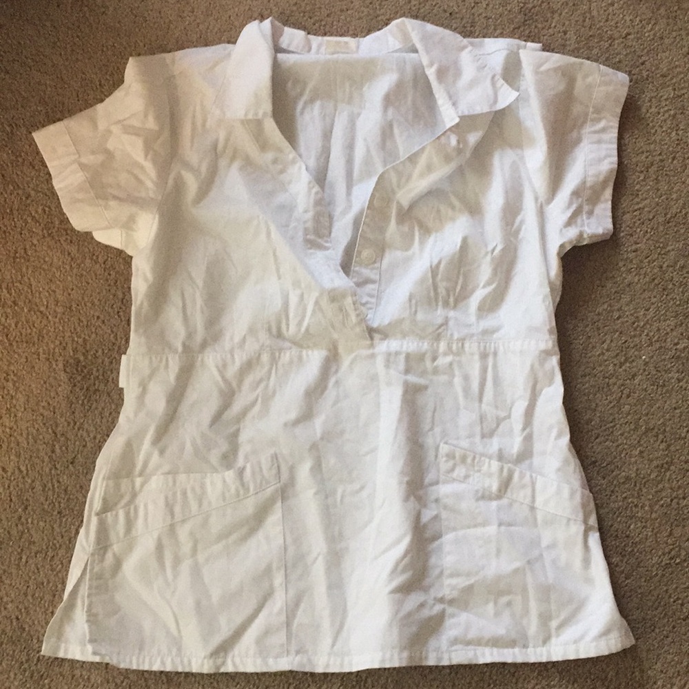 Plain white scrub top medium